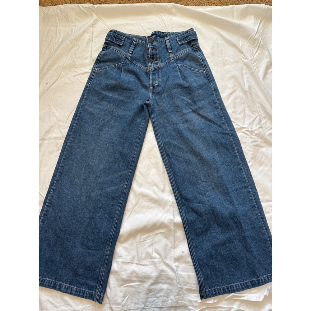 Free People SUPER SWEEPER Wide Leg Jeans, Small, 31